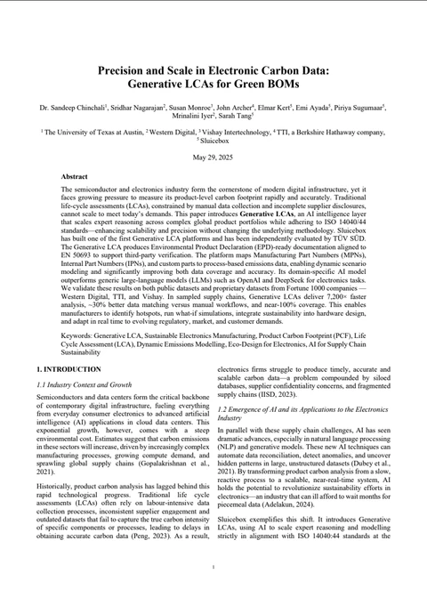 Whitepaper: Precision and Scale in Electronic Carbon Data — Generative LCAs for Green BOMs